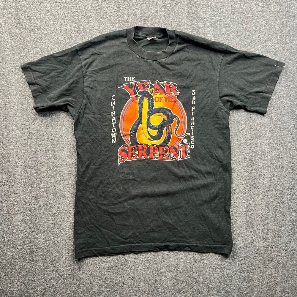 Vintage Tshirt Mens Large Black Year of the Serpent 1989 SF Cobra